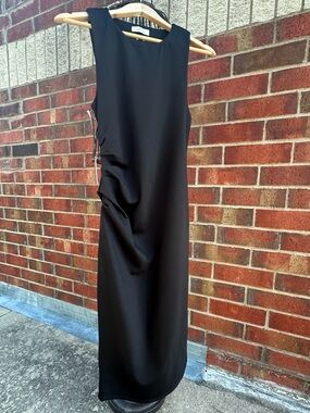 Babaton Aritzia Contour Trifecta Sleeveless Maxi Dress Black Ruched Slit Bodycon